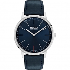 Hugo Boss Unisex-Adult Blue Dial Navy Leather Watc