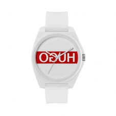 Hugo Boss Unisex White & Red Dial White Silicone W