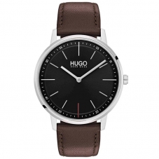 Hugo Boss Unisex-Adult Black Dial Brown Leather W