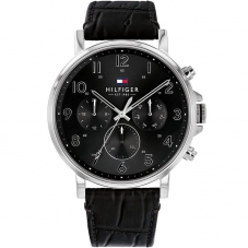 Tommy Hilfiger Men's Multi-function Black Leather