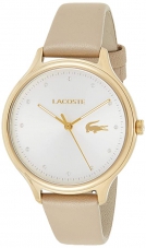 Lacoste Women'S Silver & White Dial Brown Leather