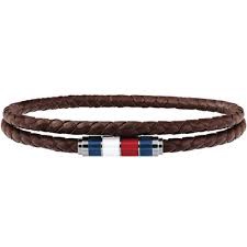 Tommy Hilfiger Brown Leather Double Wrap Bracelet